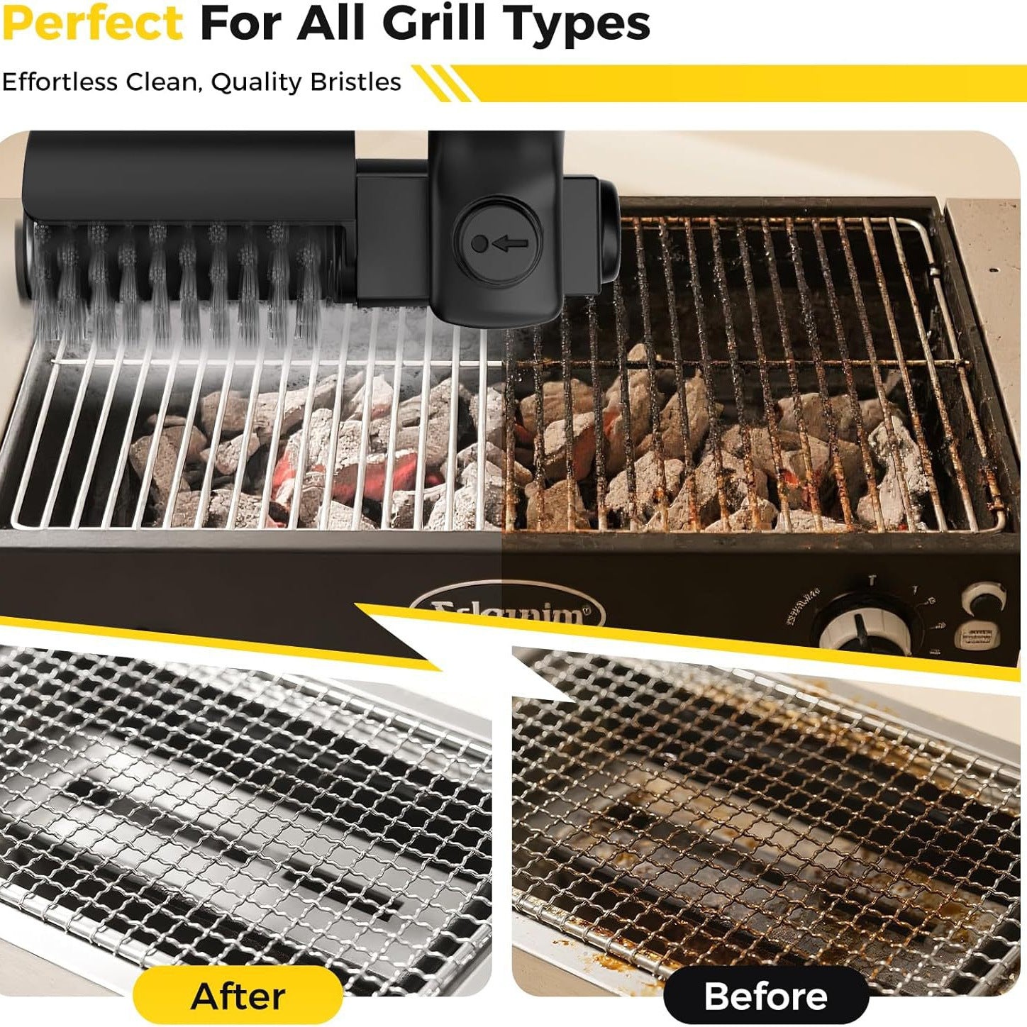 Electric Grill Brush with Steel Bristles